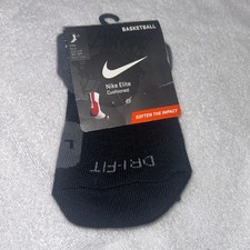 New Nike Elite Basketball Crew Socks Boys Youth 3Y-5Y Black Vintage