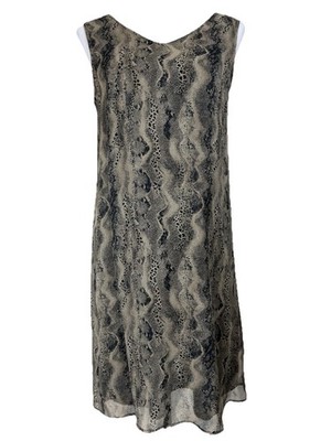 Robbie Bee Women Silk Dress Chiffon Shift Size 8 Snake Print Effortless Chic
