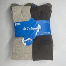 Columbia Men's Athletic Crew Socks Multi-Color  6 Pairs -Super Soft Size 6-12