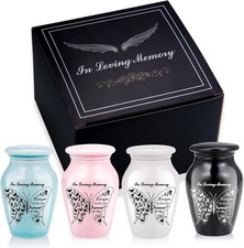 Small Keepsake Urns for Human Ashes - Set of 4 - Mini Funeral Urn Black