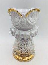 Vase pièce d'échecs hibou grès Anthropologie gris avec accents dorés figuratif 7"