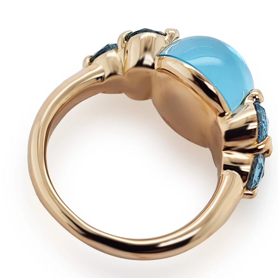 Anillo de cóctel Pomellato Luna topacio azul oro rosa de 18 quilates Foto 4 de 4