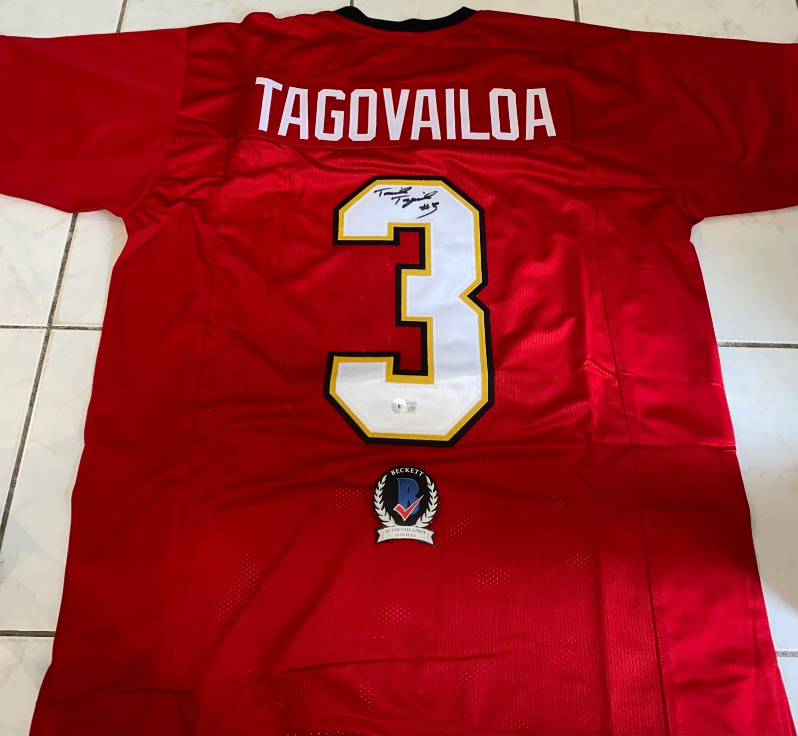 Taulia Tagovailoa Autographed Signed Maryland Terrapins Custom Jersey JSA 