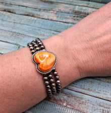 Sterling Silver Navajo Pearl Spiny Oyster Bra...