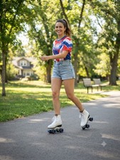 Roller Derby 7 White Roller Star Freestyle Quad Roller Skates Indoor Outdoor