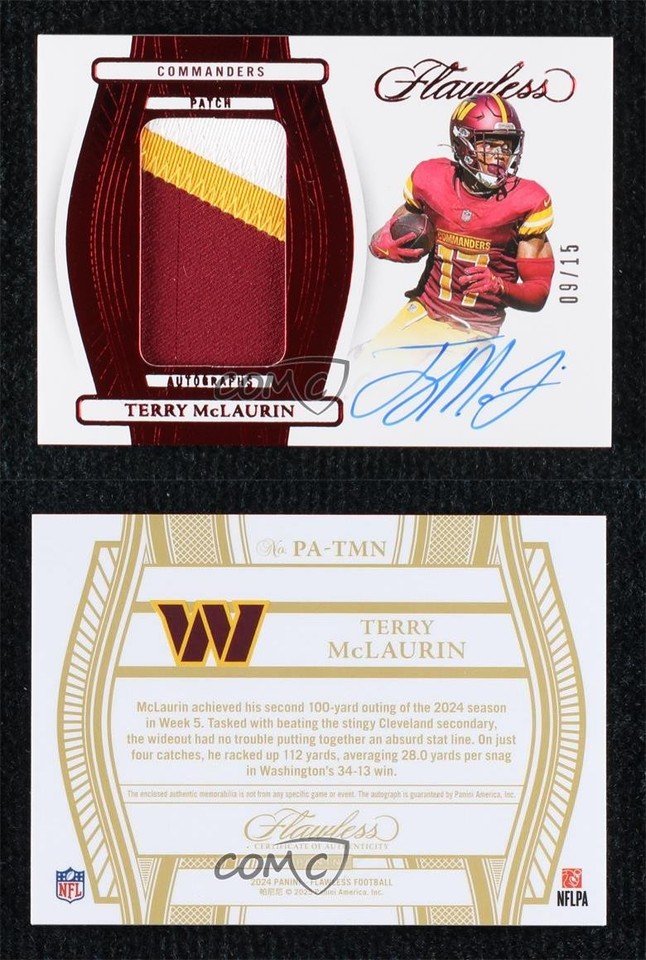 2024 Panini Flawless Patch Auto Ruby 9/15 Terry McLaurin #PA-TMN | eBay