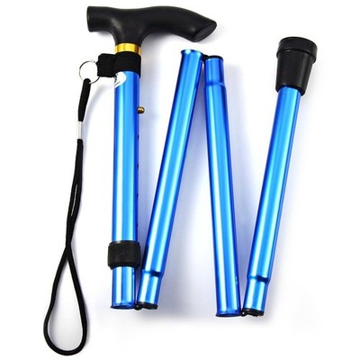 Comfkey Folding Lightweight Walking Stick - Adjustable Aluminum Metal Blue
