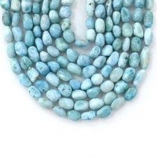 Blue Larimar Nugget Gemstone Beads Smooth Tumble DIY Jewelry Making 16" Strand