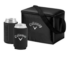 Collapsible Golf Cart Cooler with Magnetic Koozies for 6 Cans Black