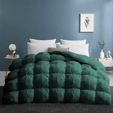 Goose Feather Down Comforter with Pinch California King Pinch Pleat-green
