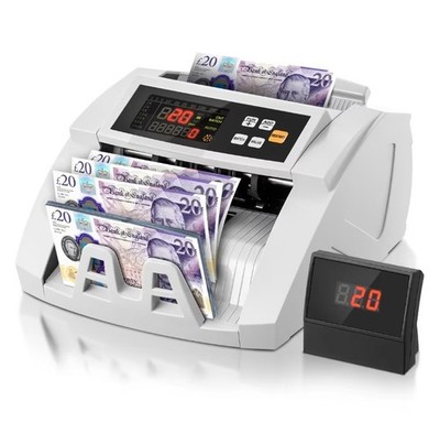FOHERE Geldzählmaschine mit UV/IR/DD Erkennung 1100 Banknoten/Minute schwarz