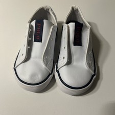 Polo Ralph Lauren Kids White Slip On Sneakers w/ Logo Size 7 toddler . No Laces