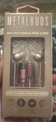 NEW Sentry MetalBuds Rose Gold Wired In-Ear Earbuds Stereo Sound Mic Tangle-Free
