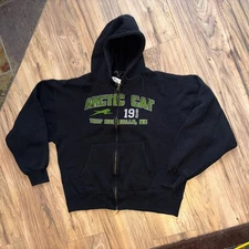 Vintage Arctic Cat Men's L Zip Up Hoodie Sweatshirt J. America Pockets Black
