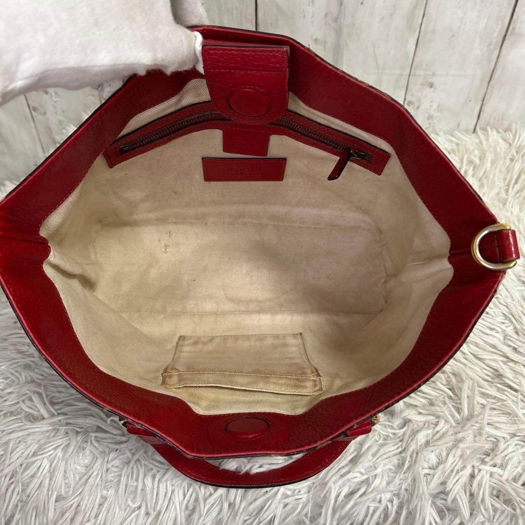 GUCCI Bosco Patch Tote Bag GG Supreme Leather Red Brown Authentic thumbnail 14