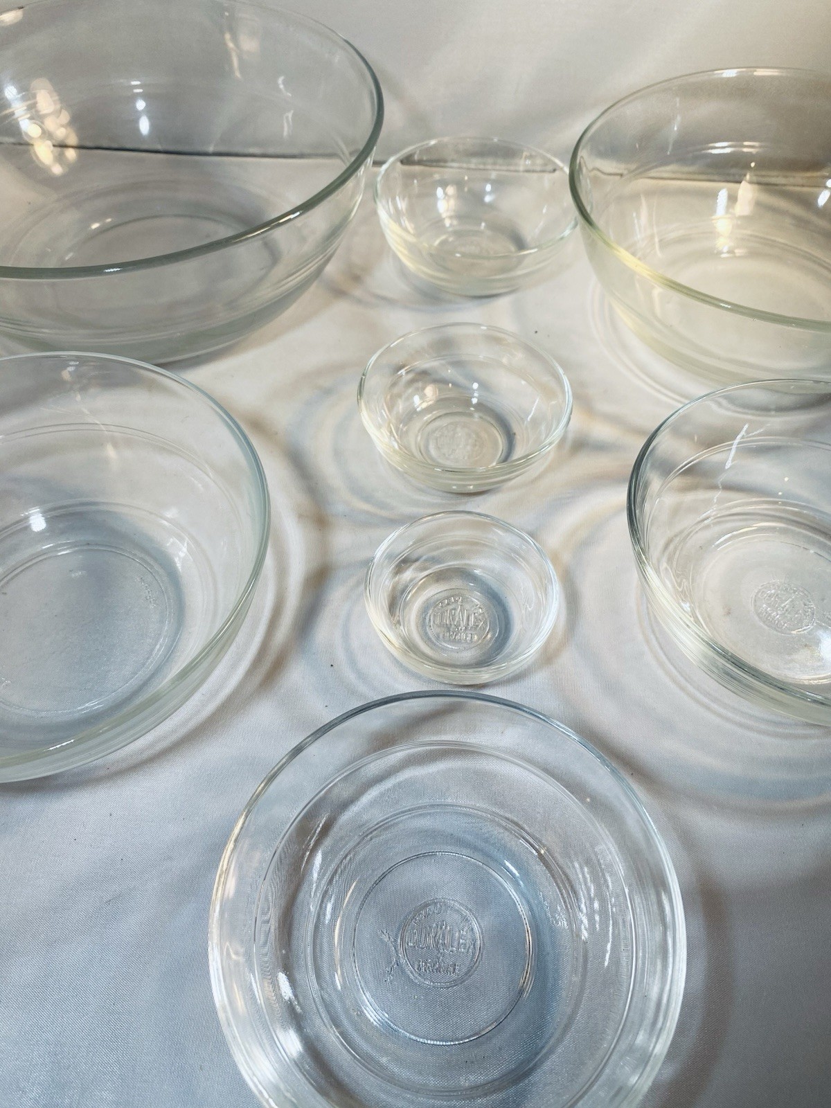 8pc Duralex Nesting Glass Mixing / Ingredient Prep Bowls 2.25" to 8" France