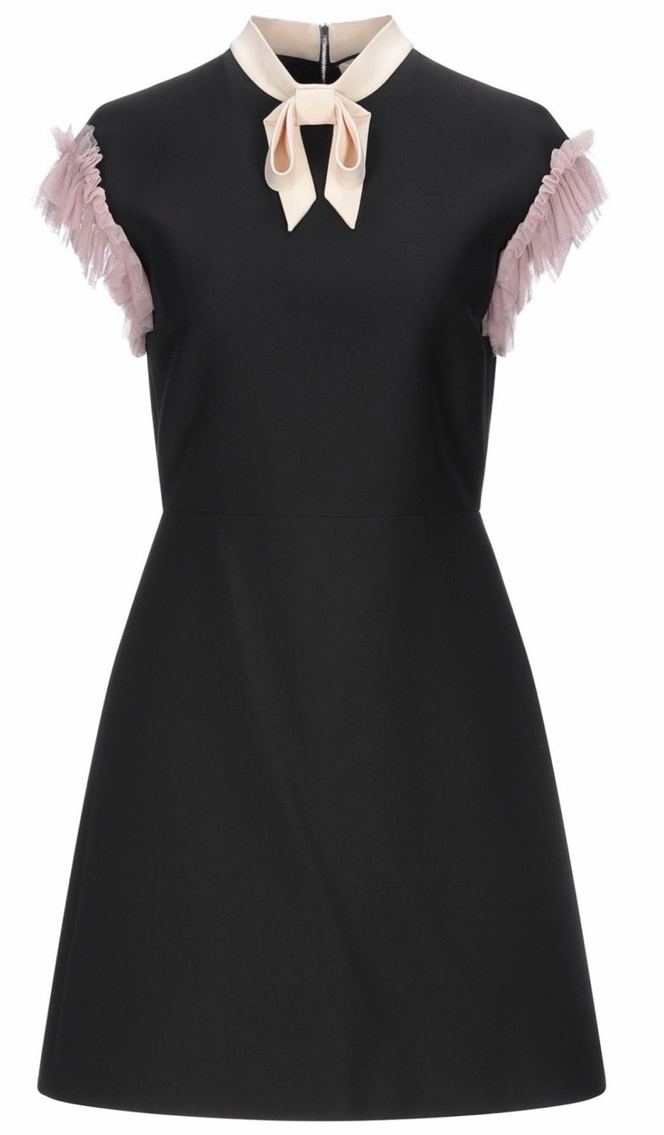 Gucci Black Dress Bow With Tulle Sleeve Detail Sz 38