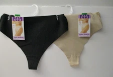 Naomi & Nicole Light Shaping Thong Tummy Control Large Black and Beige NEW #7538