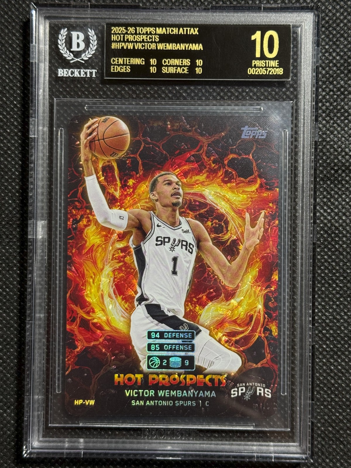 Victor Wembanyama 2025 Topps Match Attax Hot Prospects BGS 10 BLACK LABEL POP 1