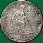 1876-S Seated Liberty Quarter Extremely Fine XF Coin, Cleaned #39253