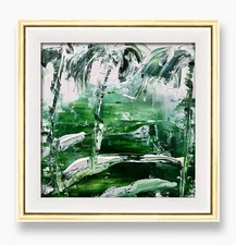 Abstract Bali Rice Fields Painting • Modern Tropical Green Wall Art Decor Framed