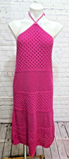 Old Navy Womens Size XL Hot Pink Crochet Halter Dress Beach Summer Sweater