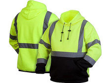Pyramex High Visibility Lime Safety Pullover Sweatshirt With Black Bottom Large