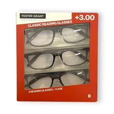 Design Optics by Foster Grant Full Frame Reading Glasses +3.00 3-Pack 1618409