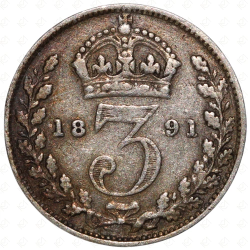 1891 Victoria Threepence — photo from another recent sale