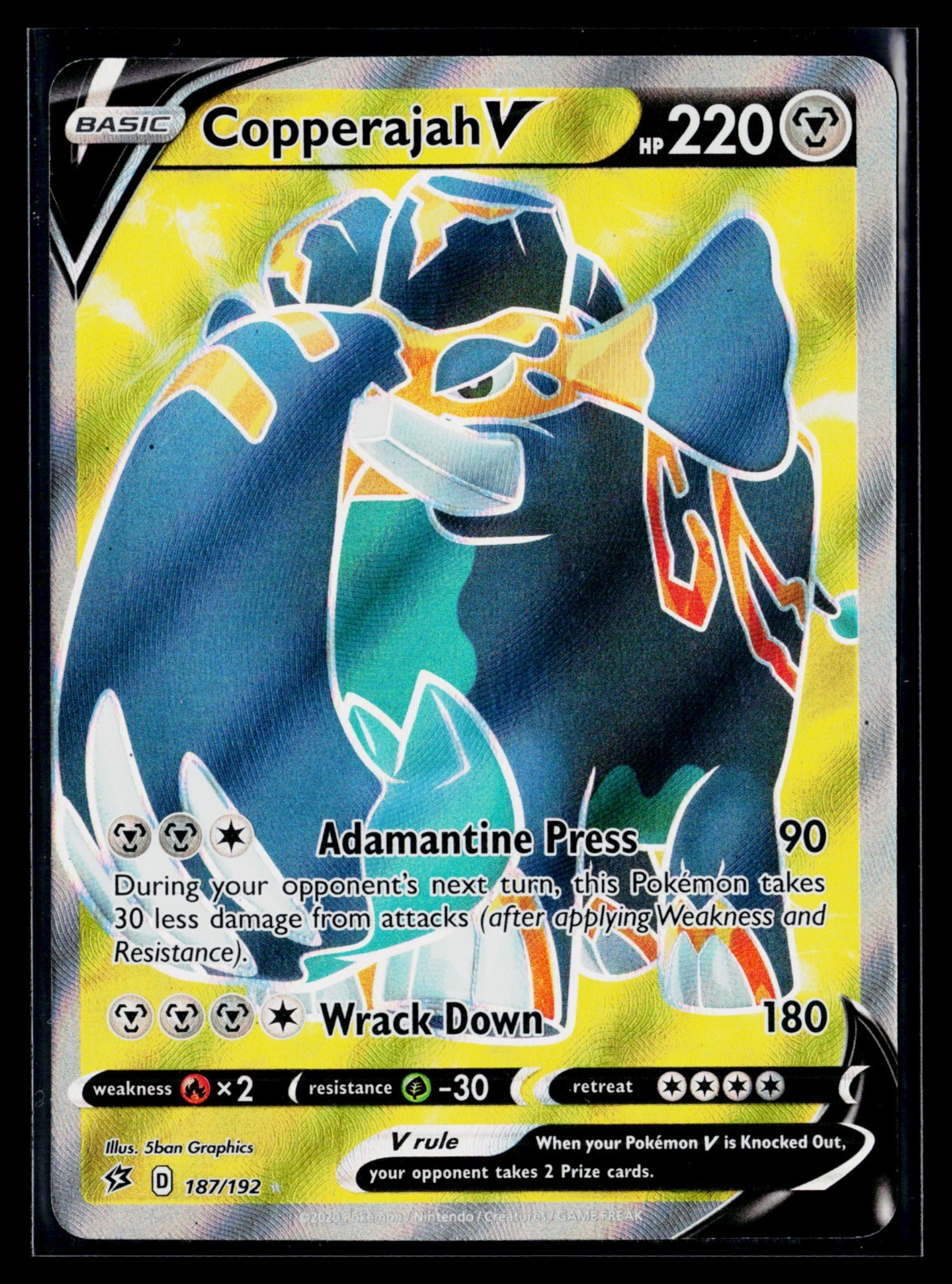 Copperajah V 187/192 Holo Ultra Rare Rebel Clash Pokemon 2020