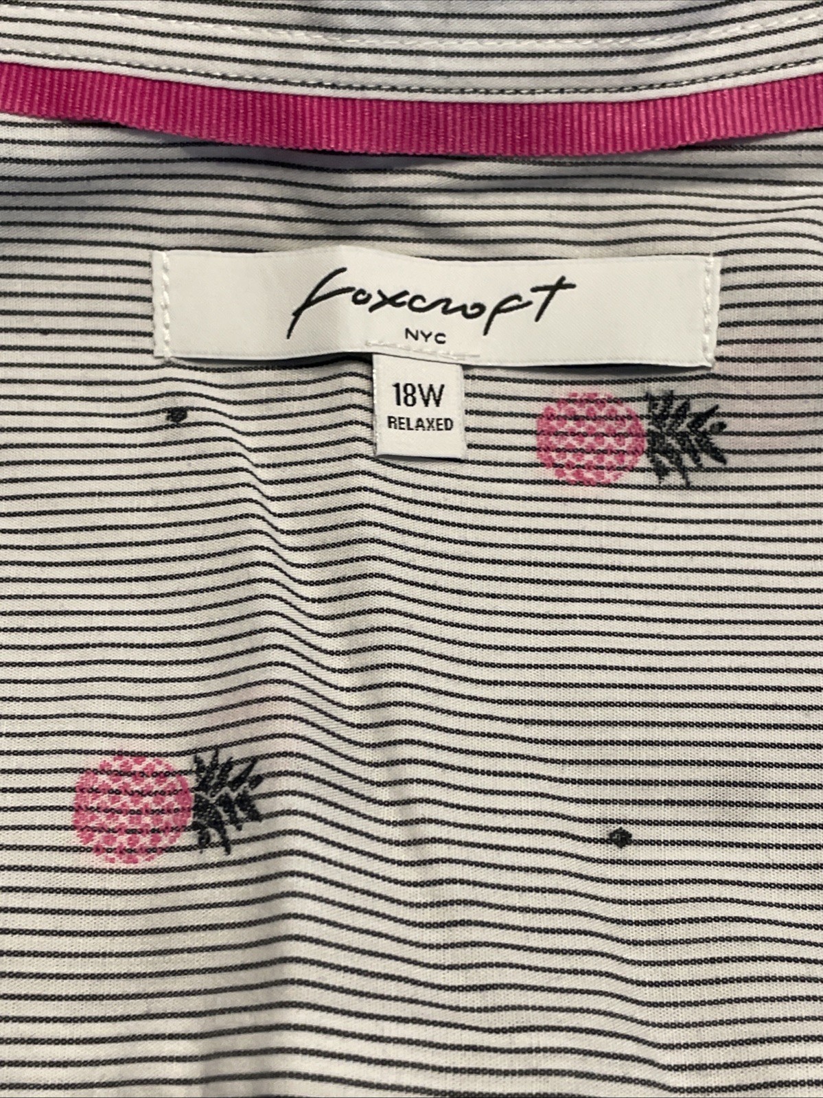 Foxcroft NYC Pineapple Pattern Striped Button Up … - image 3
