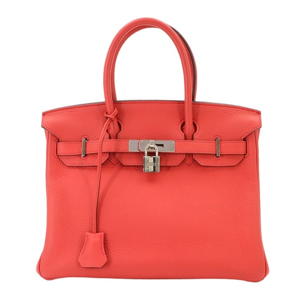HERMES Birkin 30 Hand Bag Taurillon Clemence Bougainvillier Purse 90343129