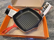 Le Creuset Enameled Cast Iron Square Skillet Grill 26cm Pan Cerise New