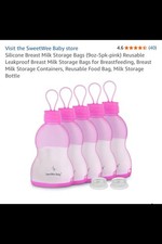 SweetWee Baby Reusable Silicone Breast Milk Storage Bags 5 Pack 9oz Leakproof