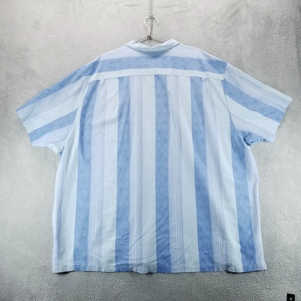 Tommy Bahama Shirt Mens 4XB Blue 100% Silk Camp Button Hawaiian Short Sleeve - Image 2 of 4