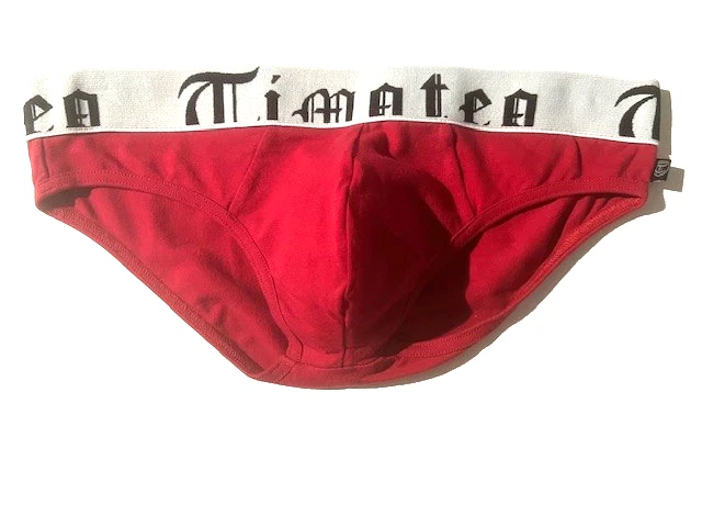 Nuevo TIMOTEO Para Hombres Rojo Algodón Súper Bajo Bikini Calzoncillo Ropa Interior talla XL Foto 3 de 4