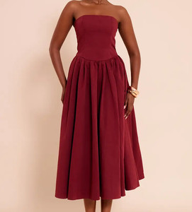 fitted lace wedding dress Moonlit Night Ruffle Strap Cut-Out Back Dress Red