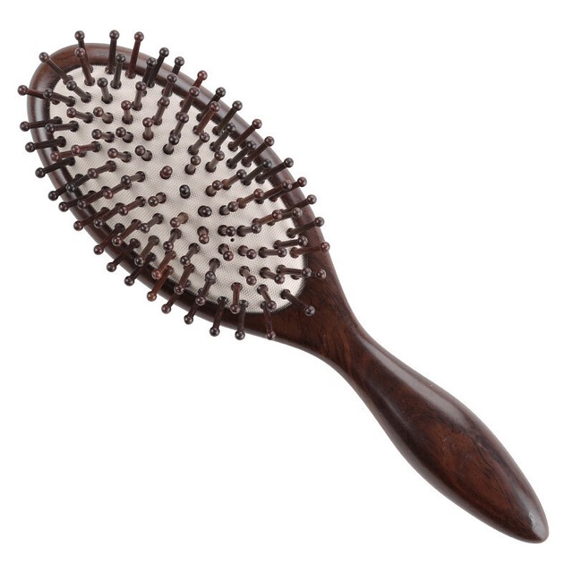 Black Ebony Wood Hairbrush Wooden Pin Massage Comb Paddle Massage Scalp