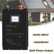 Split Phase Inverter 3500W Pure Sine Wave 24V to 120V 240V Solar Home System Off