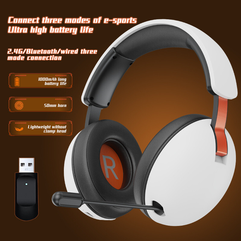 Gaming Headset - Triple Mode Wireless Bluetooth Headphones for PC, PS5 with Mic-image