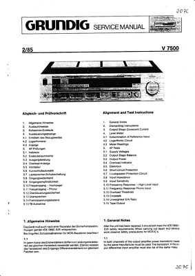 Service Manual-Anleitung für Grundig V 7500 