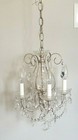 CRYSTAL CHANDELIER Gorgeous Hard Wired 4 Candle Lights Silver Accent Small Space — photo 1