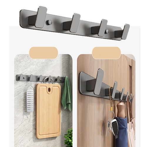 1 Pcs with 4 Hooks Coat Hooks Wall Mount Grey Wall Coat Rack Bathroom 769414427079 eBay