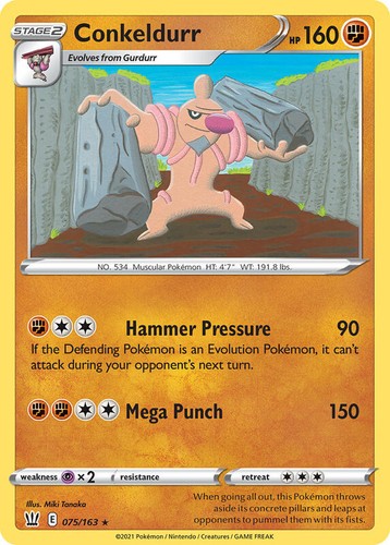 Conkeldurr - 075/163 Rare Battle Styles Pokemon TCG