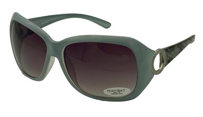 Ellen Tracy Womens Blue Plastic Rectangle  Sunglass, Brown Lens 514. 3