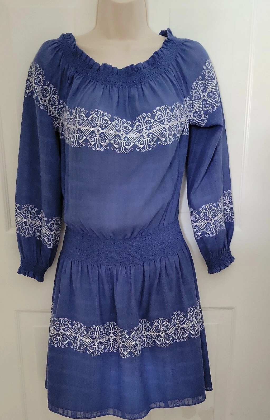 ABITO RICAMATO TORY BURCH BLU a spalla taglia S Petite