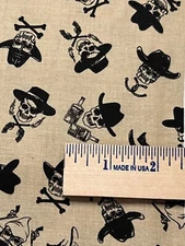Dear Stella Old West Good Bad Ugly Skulls 100% cotton fabric by the yard #1958
