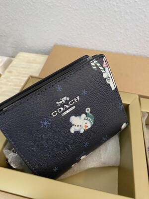 Coach Boxed Snap Wallet And Picture Frame Bag Charm With Snowman