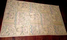 large vintage hand embroidered stitched wool chain link rug mat carpet tapestry 
