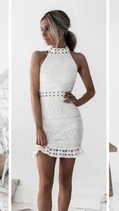 white crochet bodycon dress